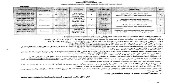 مناقصه اجرای بند سنگی ملاتی حوزه آبخیز ....