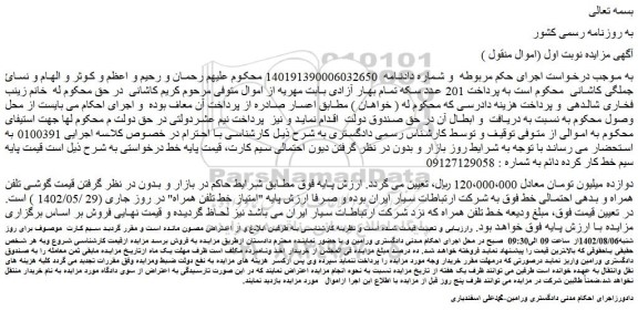 مزایده فروش سیم خط کار کرده دائم 