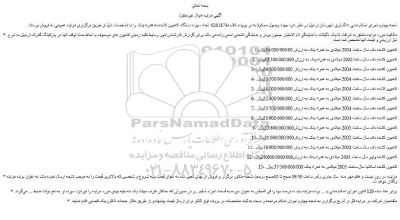 مزایده فروش تعداد سیزده دستگاه  کامیون کشنده به همراه یدک