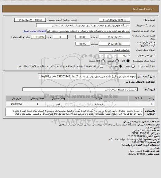 استعلام آیقون کد دار (درباز کن) اقلام طبق فایل پیوستی ارسال گردد05836224011 داخلی182و110