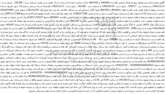 آگهی مزایده ششدانگ پلاک 14973 فرعی از 233 اصلی بخش 9