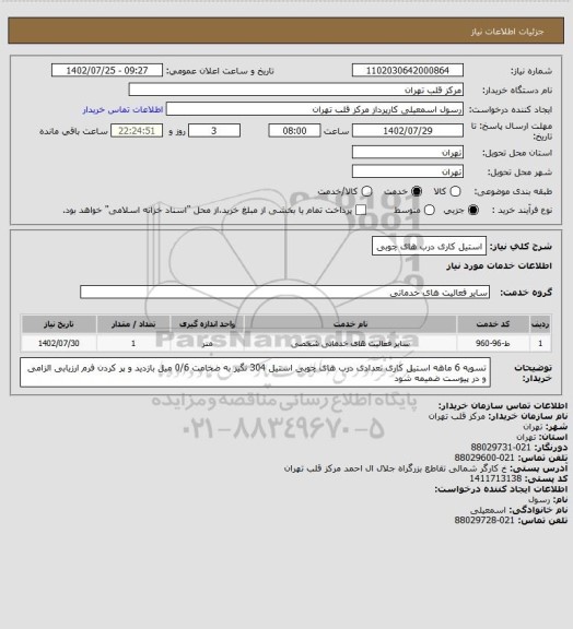 استعلام استیل کاری درب های چوبی
