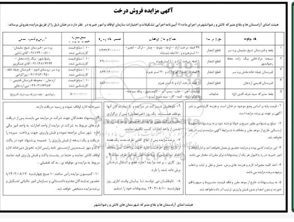 مزایده فروش درخت و  ...
