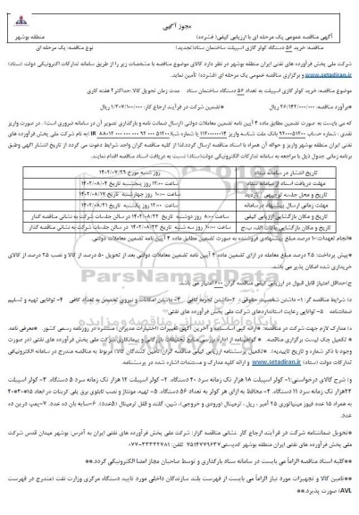تجدید مناقصه خرید 56 دستگاه کولر گازی اسپیلت ساختمان 