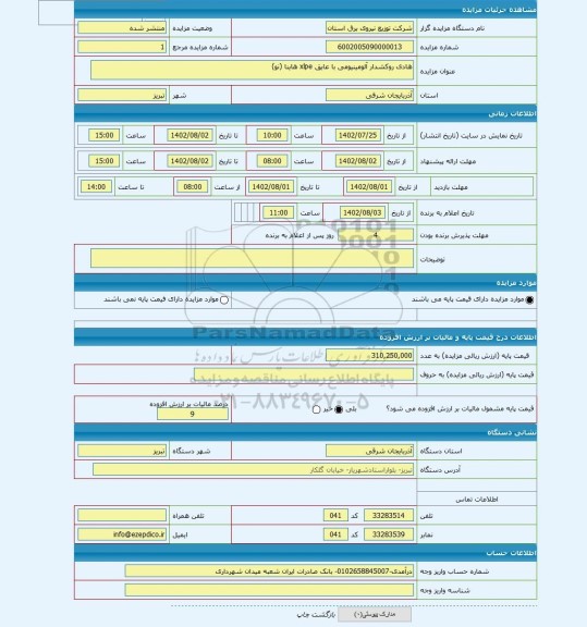 مزایده ، هادی روکشدار آلومینیومی با عایق xlpe هاینا (نو)