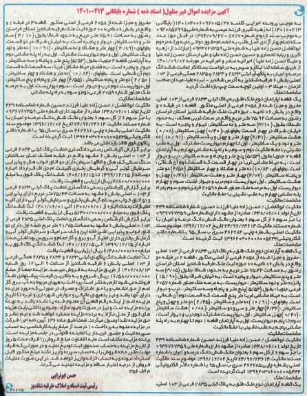 مزایده فروش چند قطعه آپارتمان...