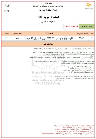 استعلام گلوب والو جوشی 