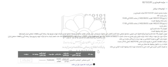 مزایده کارتن ضایعاتی