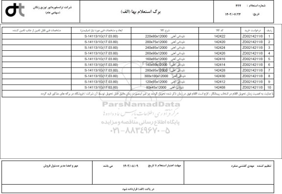 استعلام ناودانی آهنی و...