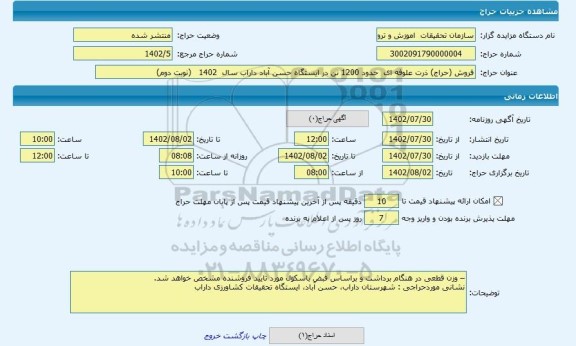 مزایده ، فروش (حراج) ذرت علوفه ای  حدود 1200 تن در ایستگاه حسن آباد داراب سال  1402   (نوبت دوم)