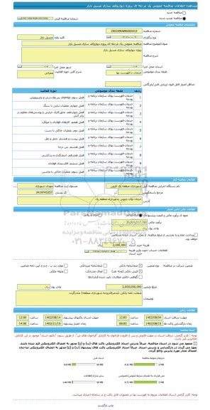 مناقصه، مناقصه عمومی یک مرحله ای پروژه دیواروکف سازی مسیل بازار