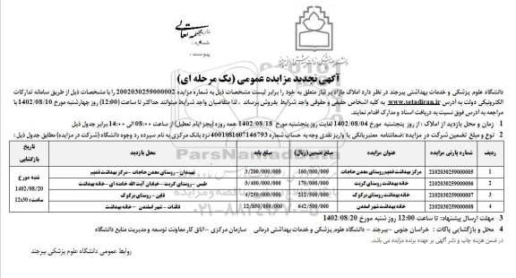 تجدید مزایده فروش املاک