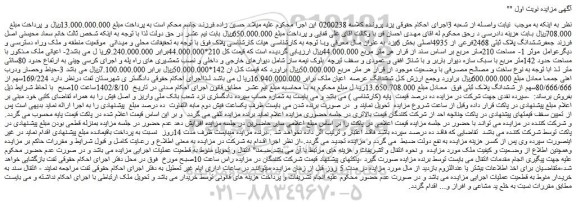 مزایده ششدانگ پلاک ثبتی 2468فرعی از 4935اصلی بخش 6