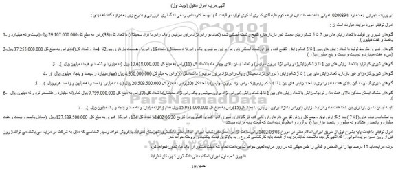 مزایده فروش گاوهای شیری پر تولید با تعداد زایش های بین 2 تا 5 شکم زایش