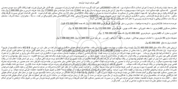 مزایده فروش ملک