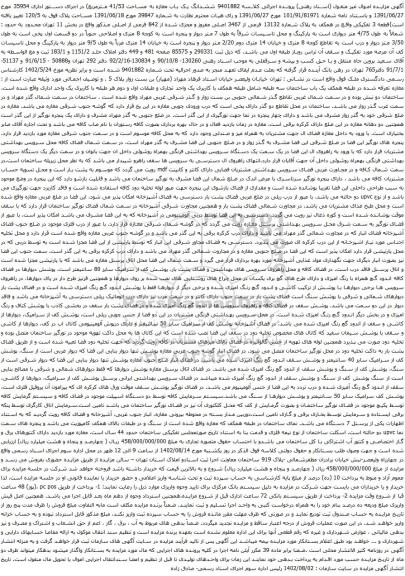 آگهی مزایده ششدانگ یک باب مغازه به مساحت 41/53 مترمربع)