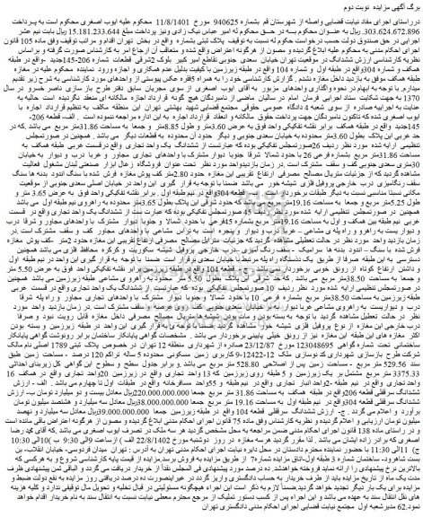 مزایده ششدانگ یک واحد تجاری