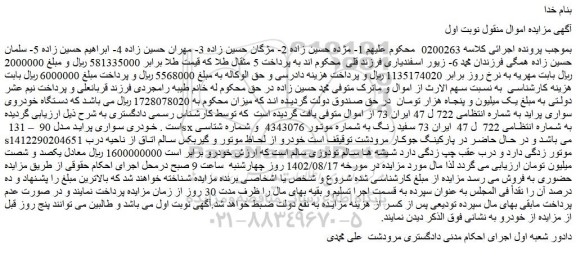 مزایده فروش خودروی سواری پراید  