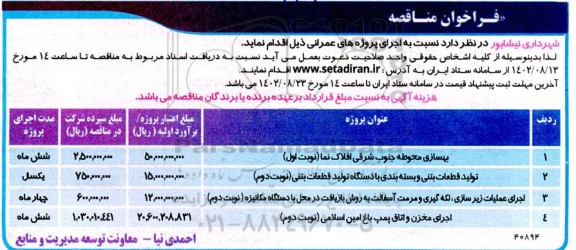 مناقصه بهسازی محوطه جنوب شرقی ....