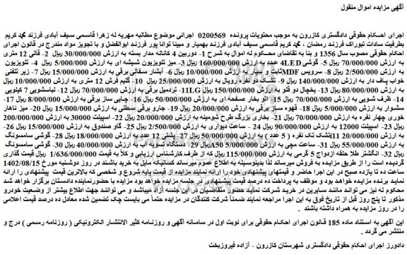 مزایده فروش  1- دوربین 4 کاناله مدار بسته و...