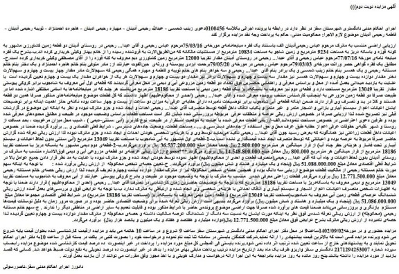 مزایده فروش قطعات زراعتی