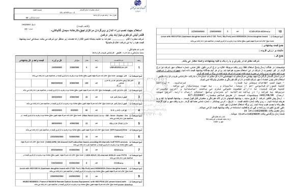 استعلام جهت نصب و راه اندازی برگردان مراکز ...
