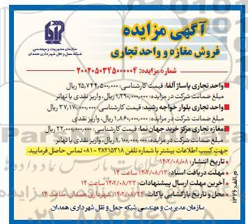 مزایده فروش مغازه و واحد تجاری