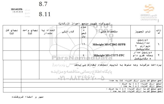 استعلام دوربین مداربسته دیواری 2 مگاپیکسل و...
