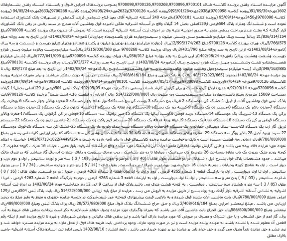 آگهی مزایده پلاک ثبتی 504فرعی از 129اصلی بخش14 گیلان بمساحت 15869 مترمربع و غیره ....