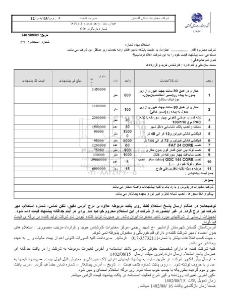 استعلام حفاری در عمق 80 سانت جهت عبوری از زیر جدول به پیاده رو...