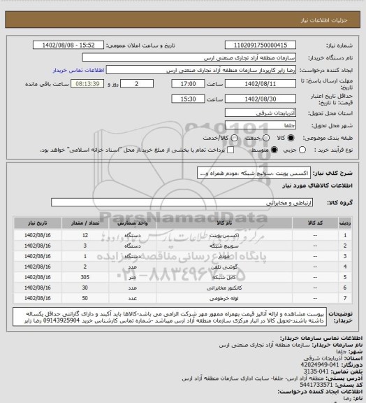 استعلام اکسس پوینت ،سوئیچ شبکه ،مودم همراه و...