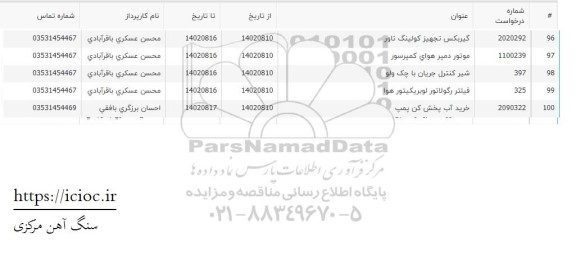 استعلام ​​​​​​​گیربکس تجهیز کولینگ تاور و ...