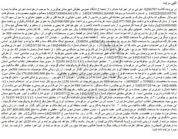 مزایده فروش 1-قطعه تجاری