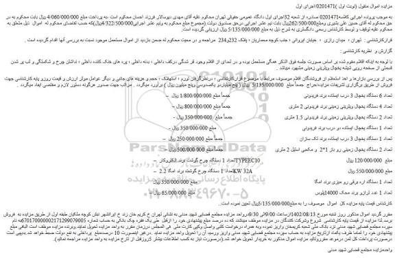 مزایده فروش تعداد 6 دستگاه یخچال 3 درب ایستاده برند فریدونی و...