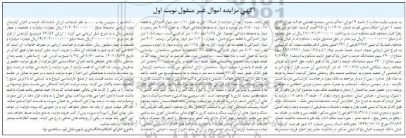 مزایده فروش ششدانگ ملک به پلاک ثبتی هفت هزار و نهصد و هشتاد و سه فرعی از دویست و هفت در طبقه سه