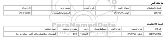 استعلام الکترونیکی، قوطی 30*30*2