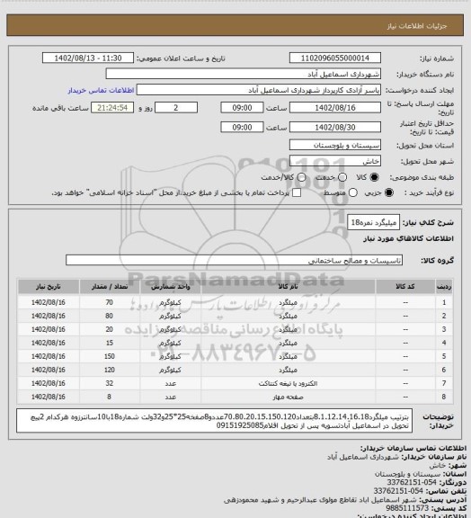 استعلام میلیگرد نمره18