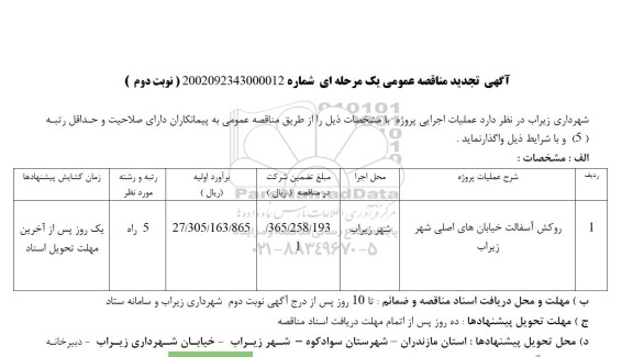 تجدید مناقصه روکش آسفالت خیابان های اصلی شهر - نوبت دوم