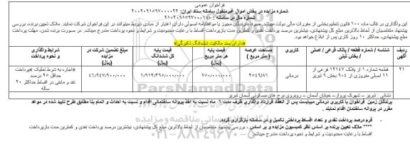 مزایده قطعه شماره 1 از پلاک 12147 فرعی از 11 اصلی 