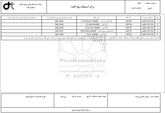 استعلام لوله آهنی درز دار....