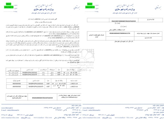 تجدید مزایده فروش 2 دستگاه خودرو سبک 