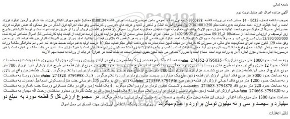 مزایده فروش 1.یک قطعه زمین