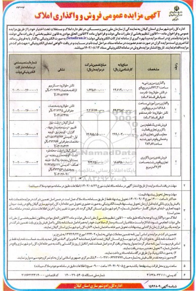  مزایده فروش و واگذاری املاک و مستغلات - نوبت دوم 