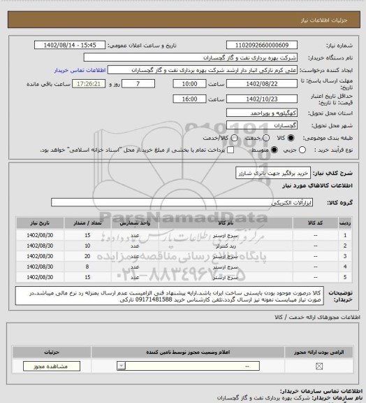 استعلام خرید برقگیر جهت باتری شارژر