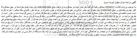 مزایده یک دستگاه اره فارسی بر نجاری ساخت شرکت Makita