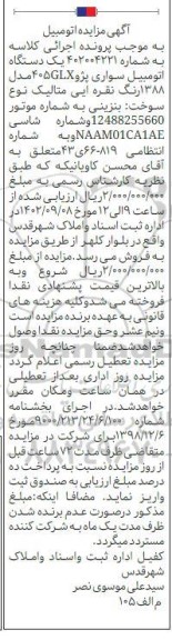 مزایده یک دستگاه سواری پژو 206SD-TU5 مدل 1395 رنگ سفید روغنی