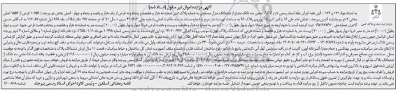 مزایده فروش سه دانگ مشاع از ششدانگ منزل مسکونی