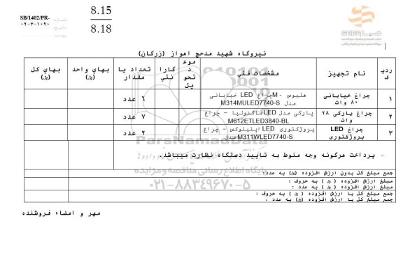 استعلام چراغ خیابانی 80 وات ....