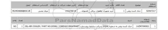 استعلام، خنک کننده روغن