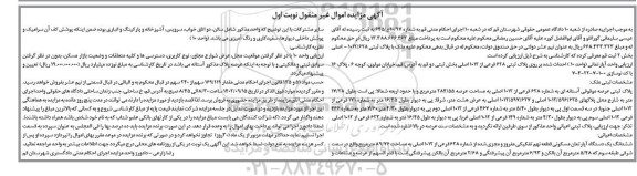 مزایده فروش ششدانگ یکدستگاه آپارتمان مسکونی